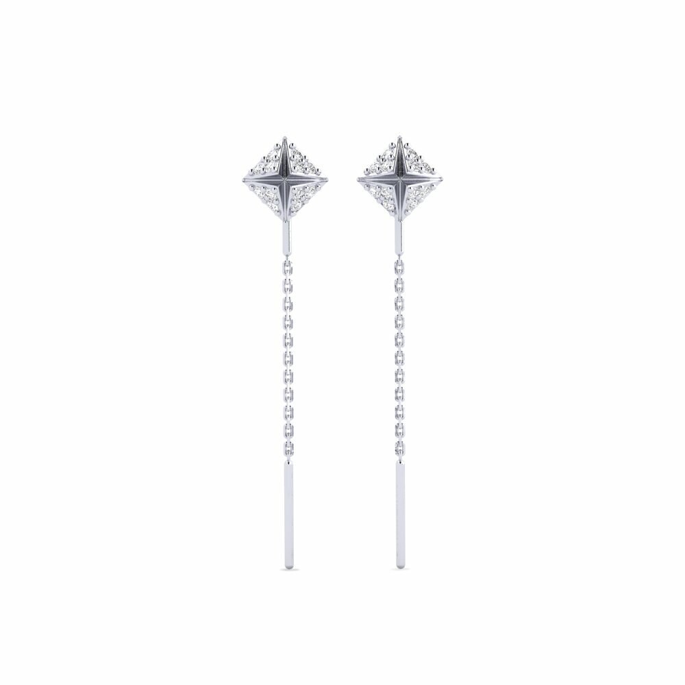 9ct White Gold Women's Earring Kampas - A