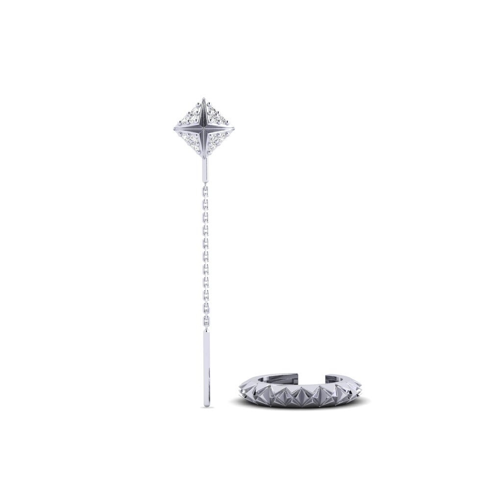 9ct White Gold Women's Earring Kampas - SET
