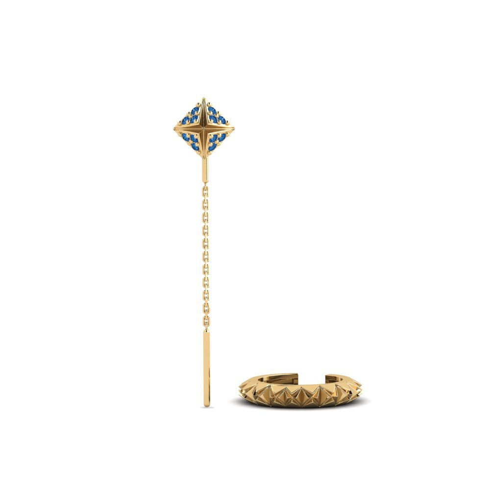 Dark Blue Zirconia Women's Earring Kampas - SET