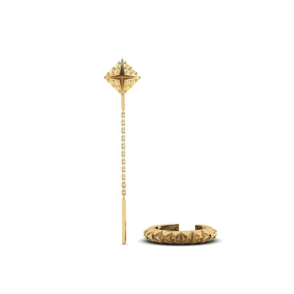 Yellow Diamond Women's Earring Kampas - SET