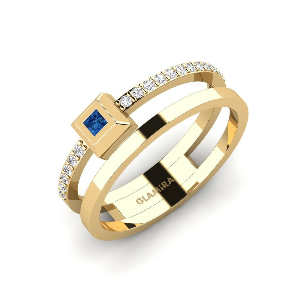 Dark Blue Zirconia Ring Keturkampis