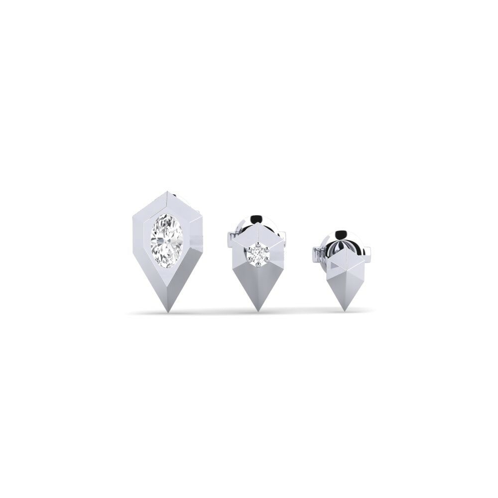 9ct White Gold Women's Earring Komadugu - SET