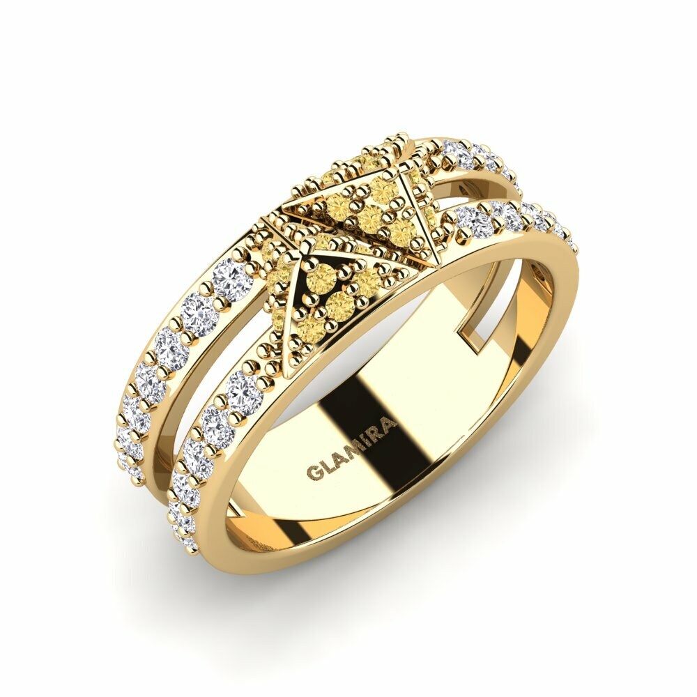 Or Jaune 18k Diamant Jaune Bague Amberley