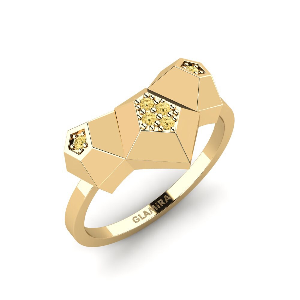 Or Jaune 18k Diamant Jaune Bague Andronda