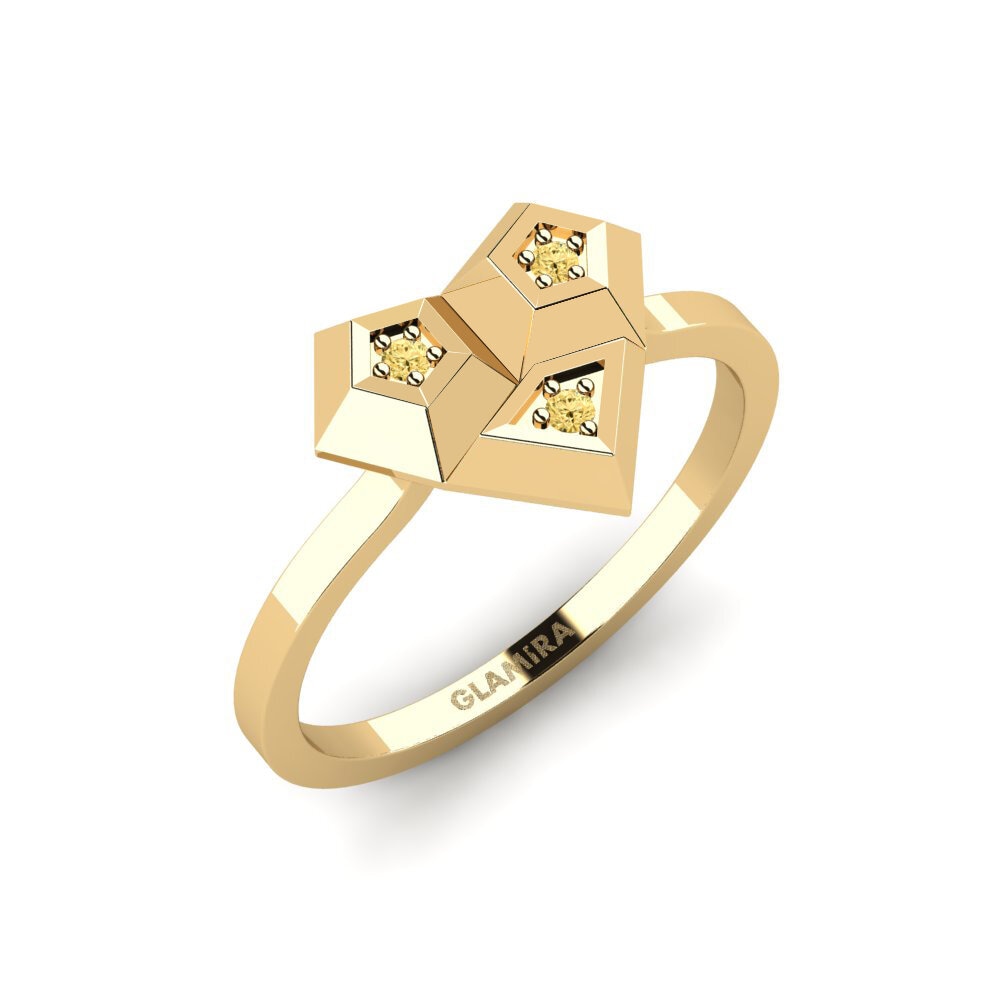 Or Jaune 18k Diamant Jaune Bague Aronde