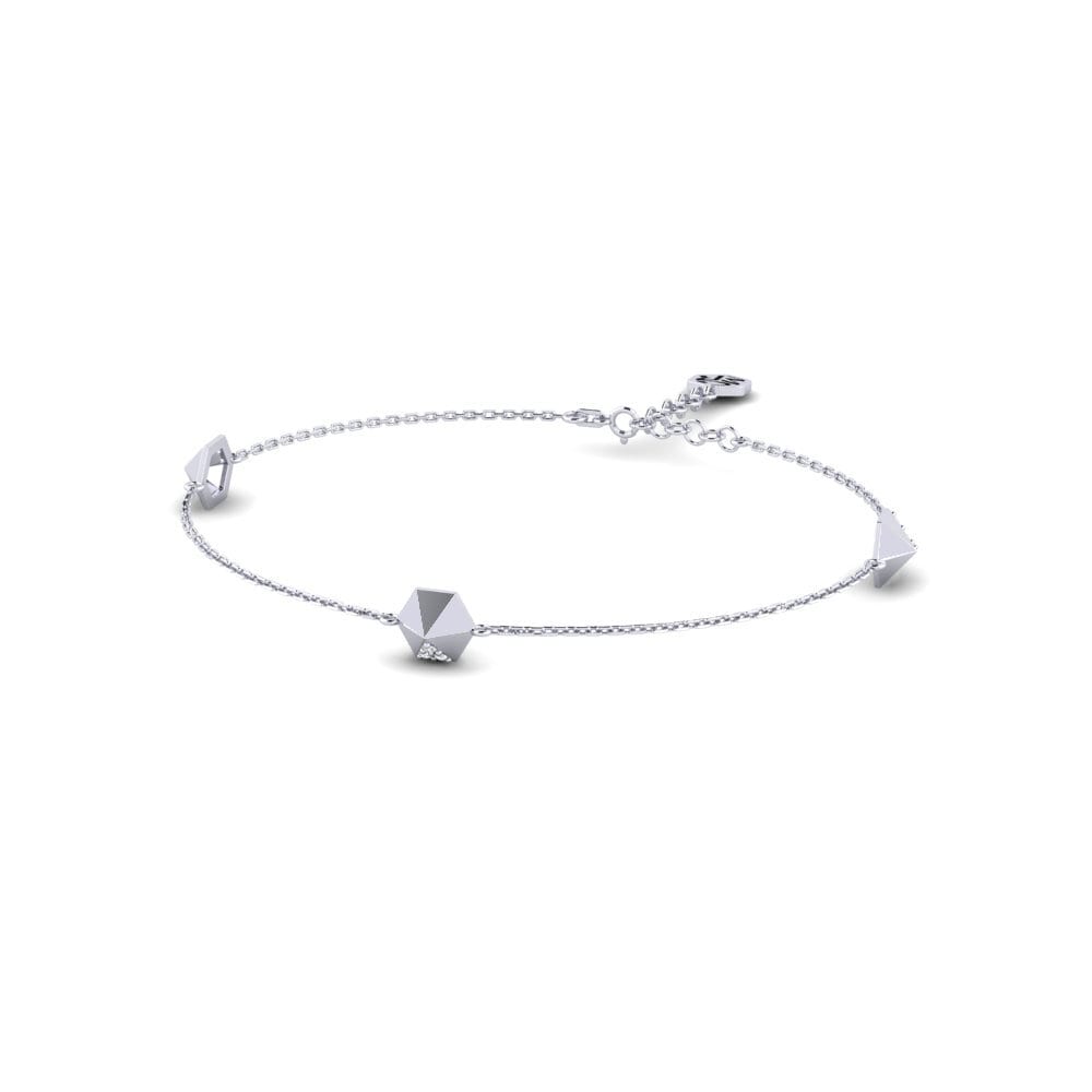14ct White Gold Women's Bracelet Ceangailte