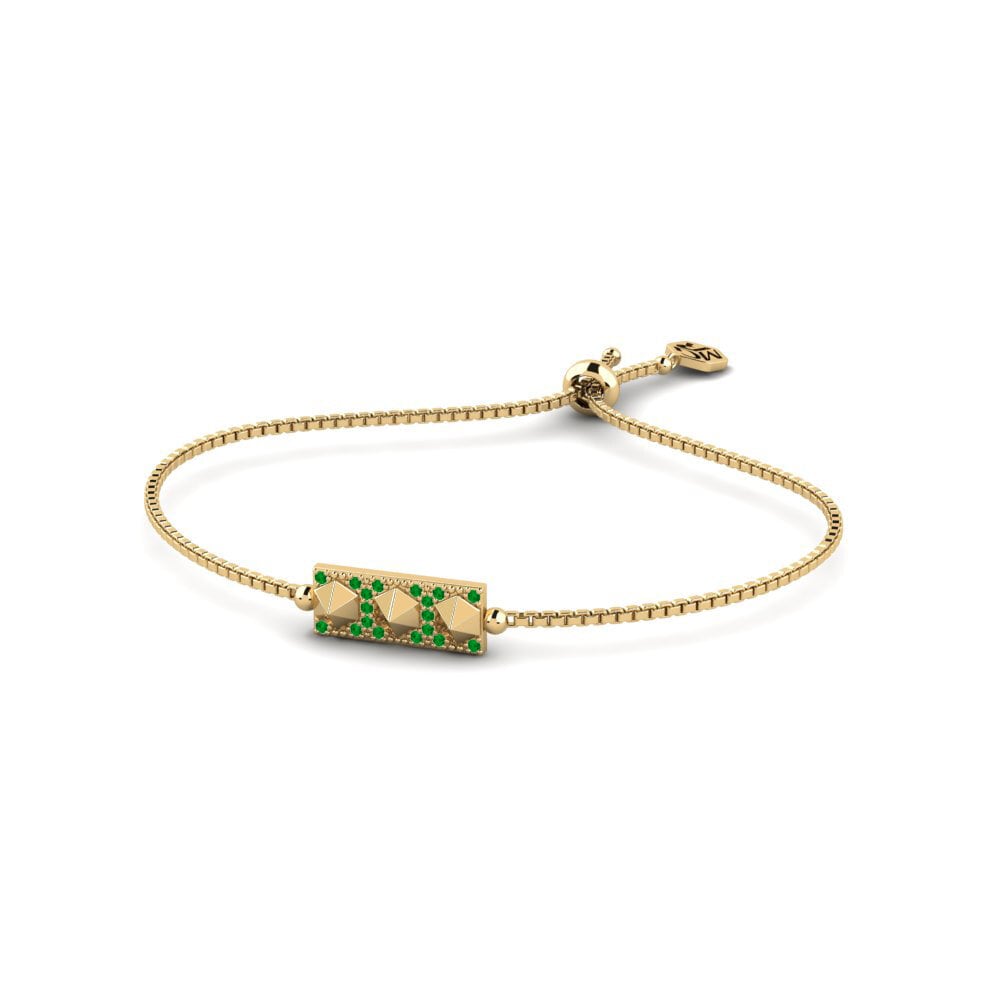 585 Oro Giallo Rotondo Smeraldo Bracciale da donna Hvala