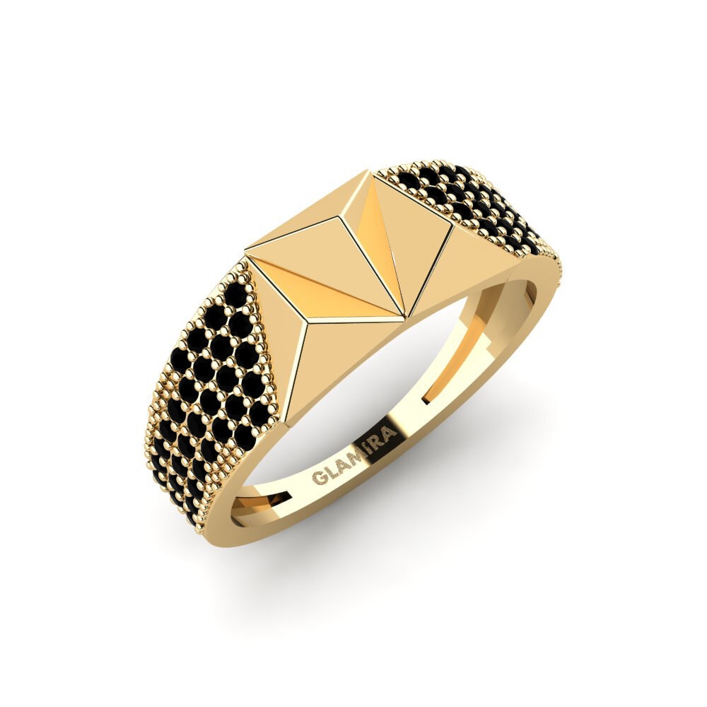 14ct Yellow Gold Round Black Sapphire Ring Islington
