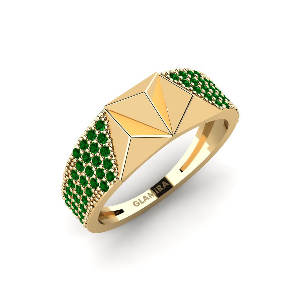 Or Jaune 18k Zircone Vert Bague Islington