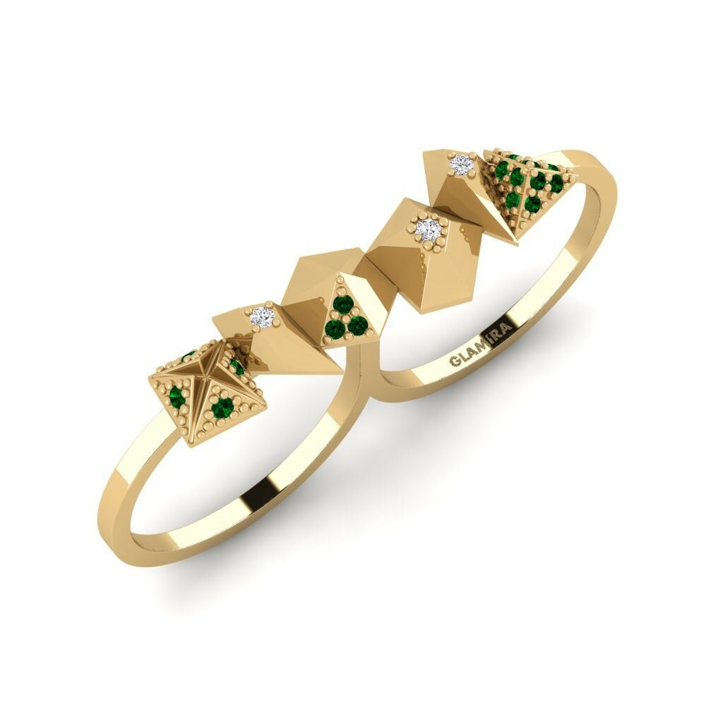 Or Jaune 18k Zircone Vert Bague Lanfranc
