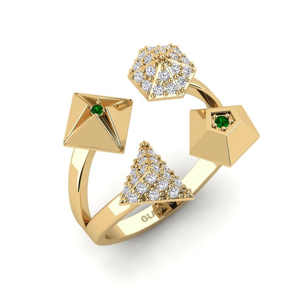 Or Jaune 18k Zircone Vert Bague Likebi