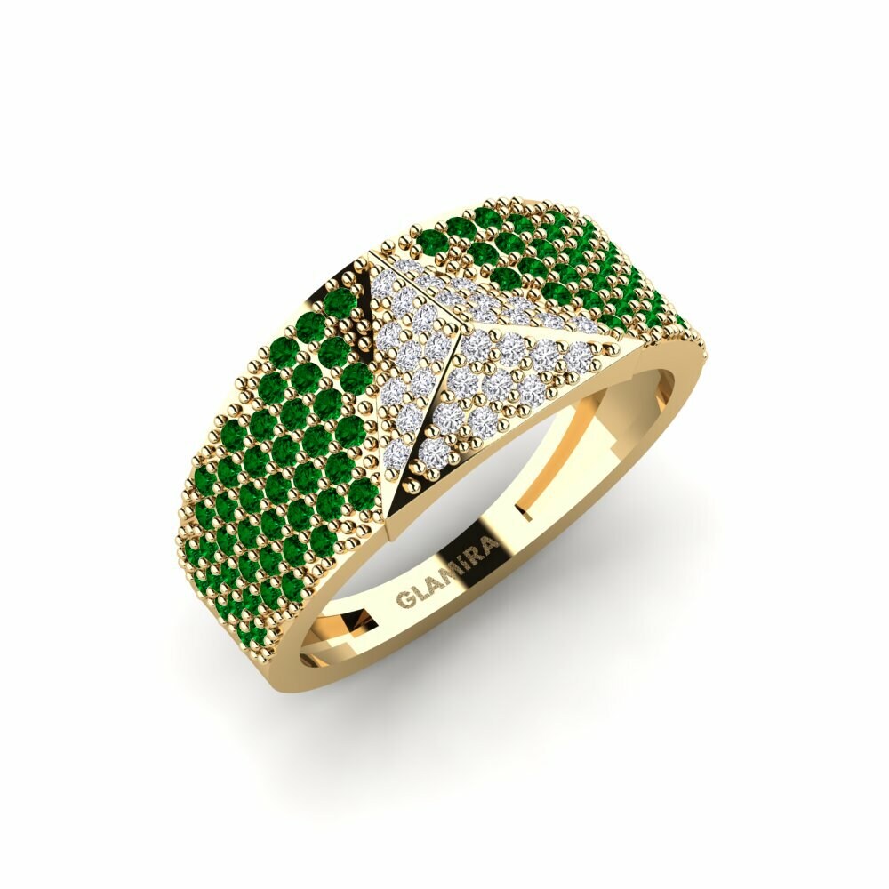 Or Jaune 18k Zircone Vert Bague Penley