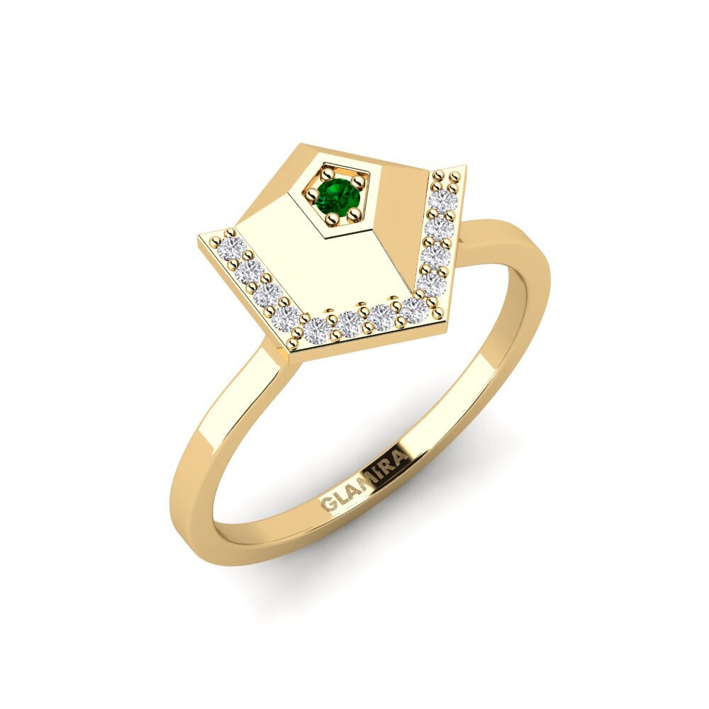 Or Jaune 18k Zircone Vert Bague Prilly