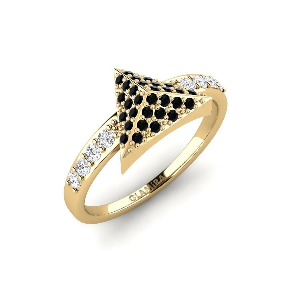 14ct Yellow Gold Round Black Sapphire Ring Raglan