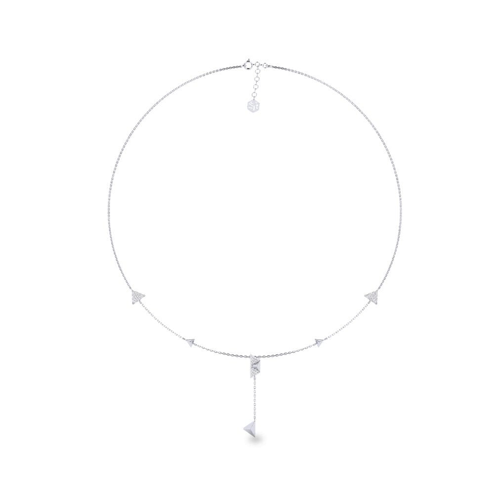 14k Oro Blanco Redondo Diamante cultivado en laboratorio Collar de Mujer Rawson