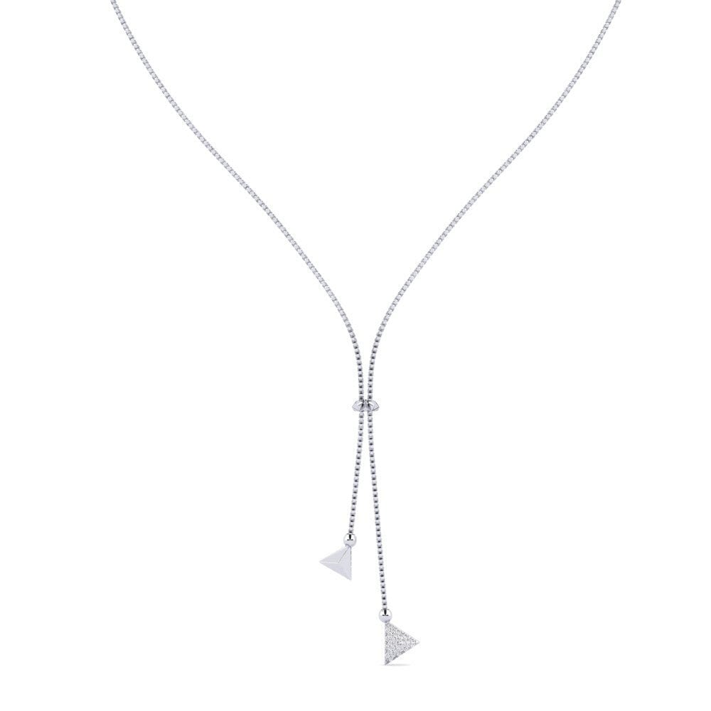 14k Oro Blanco Redondo Diamante cultivado en laboratorio Collar de Mujer Rigauit