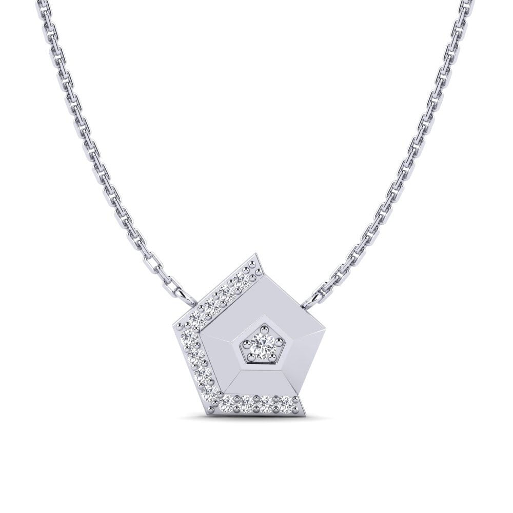 14k Oro Blanco Redondo Diamante cultivado en laboratorio Collar de Mujer Sarnen
