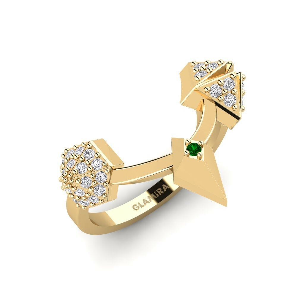Or Jaune 18k Zircone Vert Bague Slawno