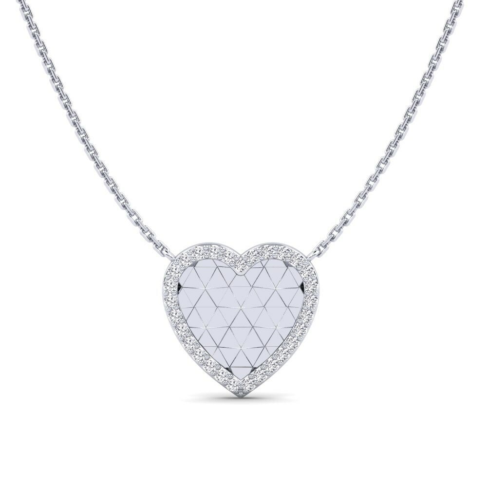 14k Oro Blanco Redondo Diamante cultivado en laboratorio Collar de Mujer Smeyie