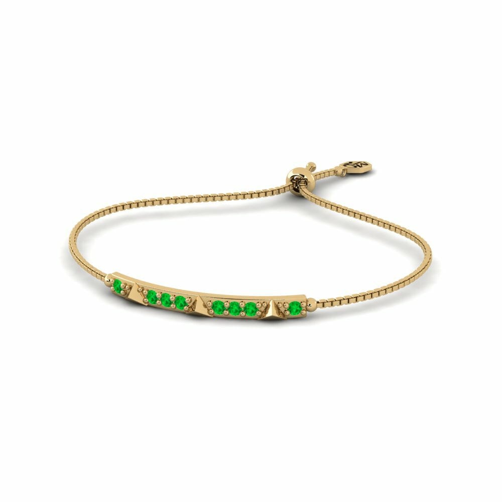 585 Oro Giallo Rotondo Smeraldo Bracciale da donna Taunton