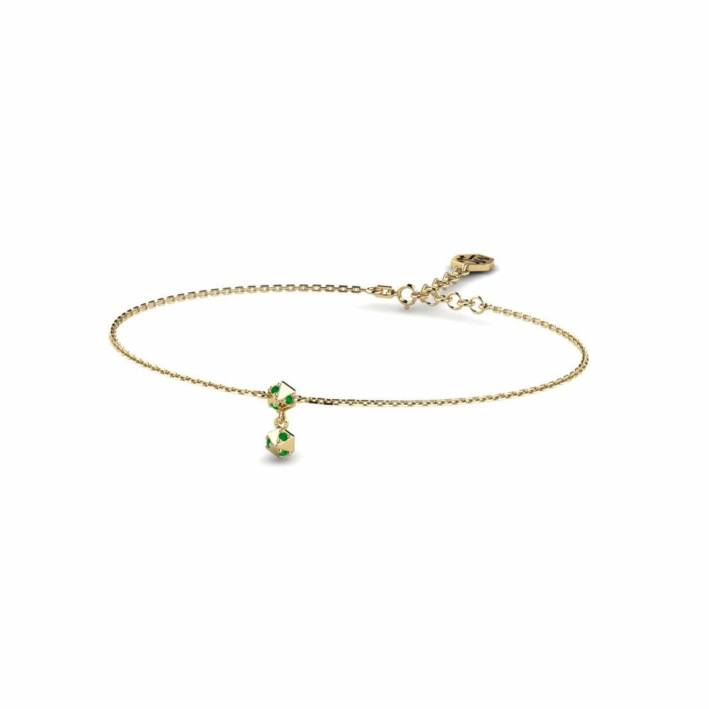 585 Oro Giallo Rotondo Smeraldo Bracciale da donna Tengdur