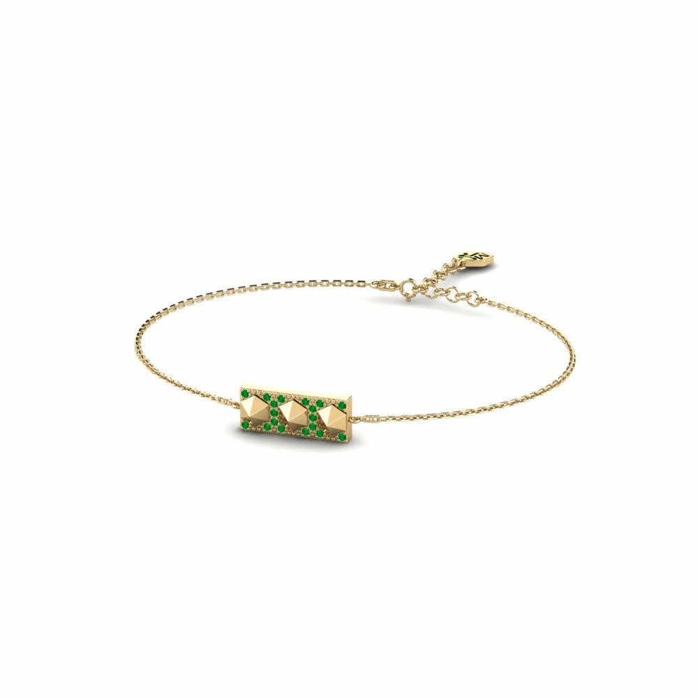 585 Oro Giallo Rotondo Smeraldo Bracciale da donna Txuas