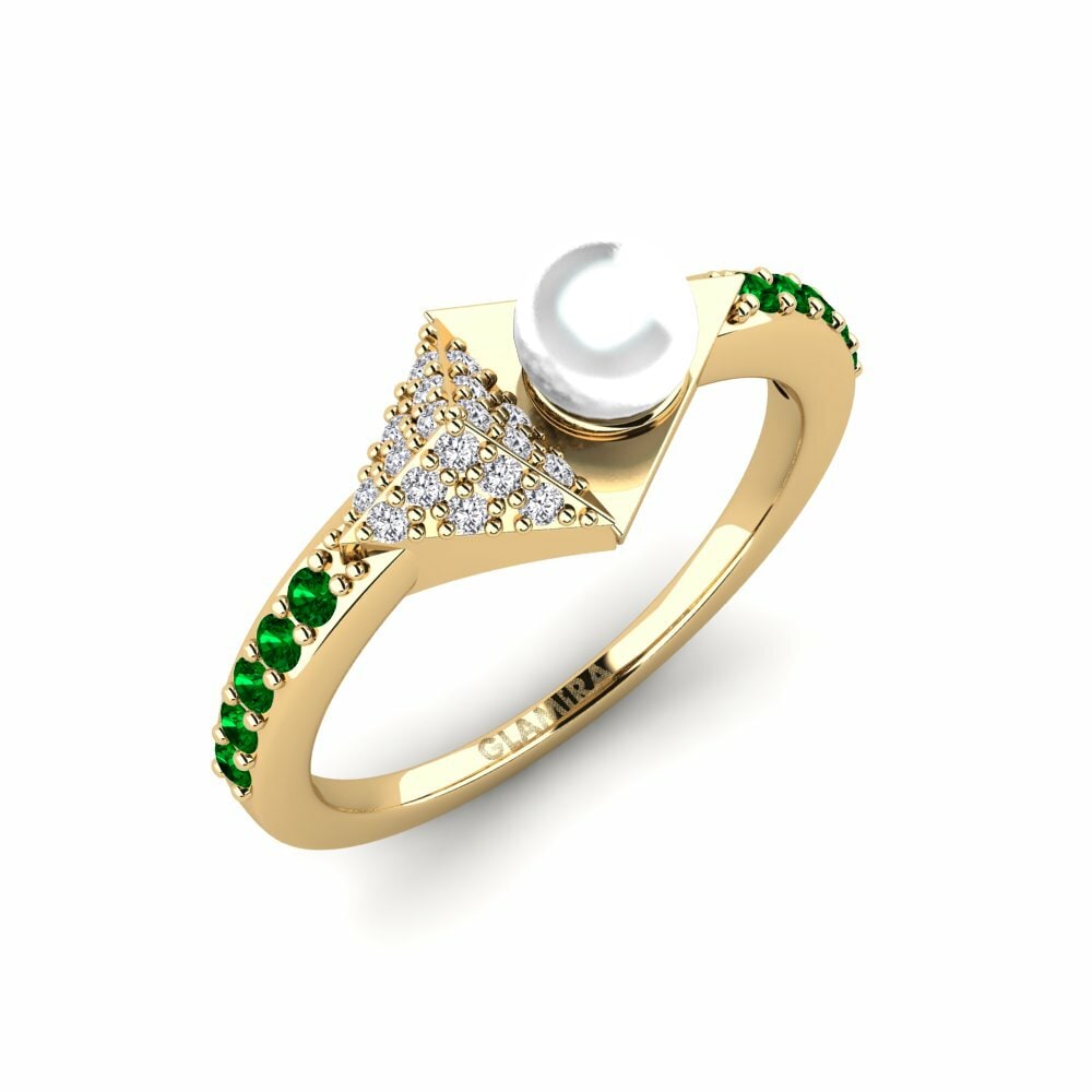 Or Jaune 18k Zircone Vert Bague Vintners