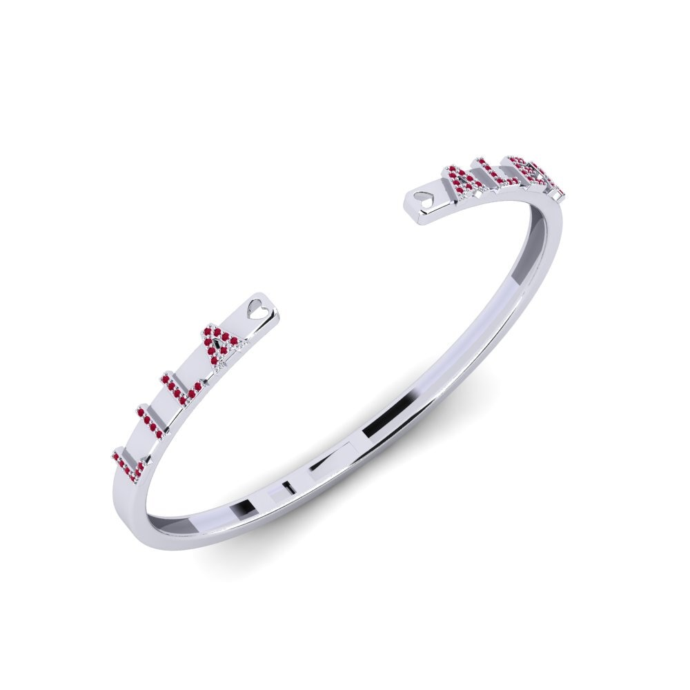 White Silver Ruby Women's Bracelet Aske