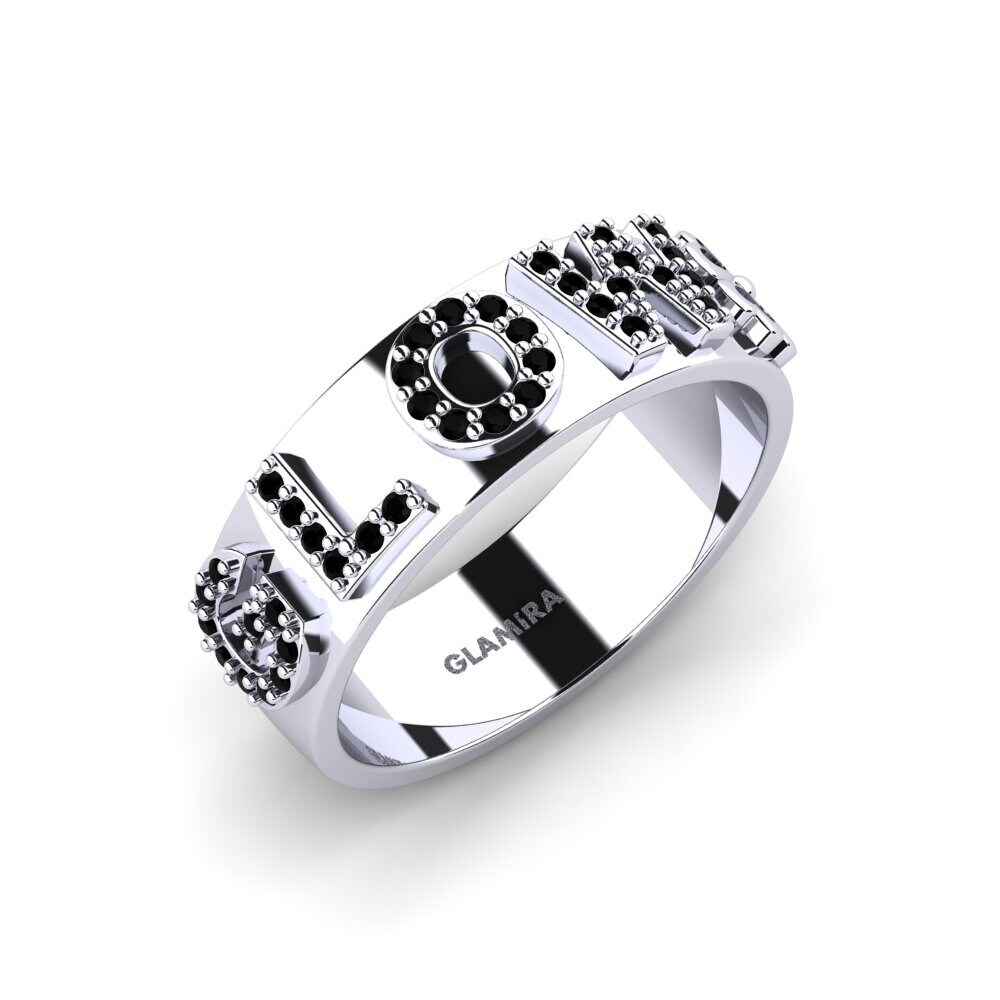 950 Platinum Black Sapphire Ring Aveline