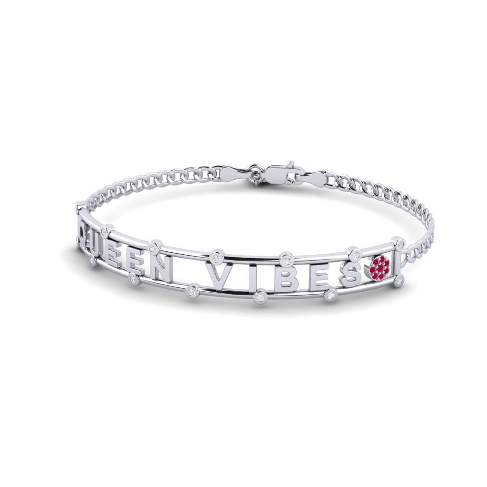 White Silver Ruby Women's Bracelet Bambina