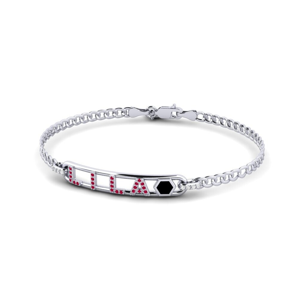 White Silver Ruby Women's Bracelet Beaumont