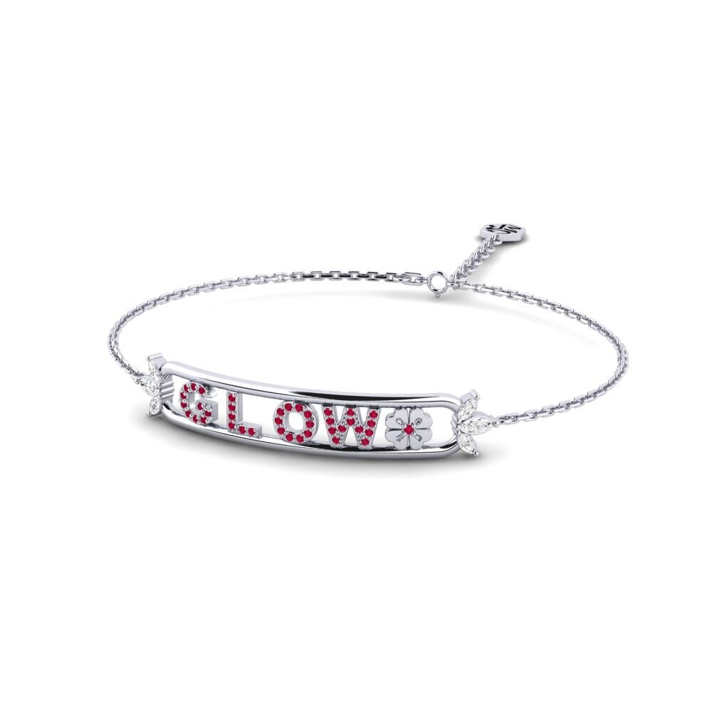White Silver Ruby Women's Bracelet Biere