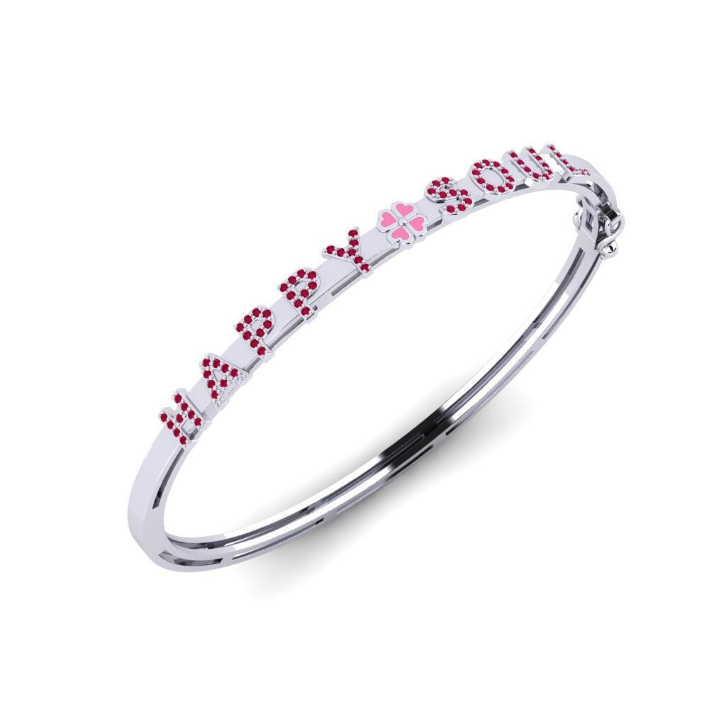 White Silver Ruby Women's Bangle Boldero