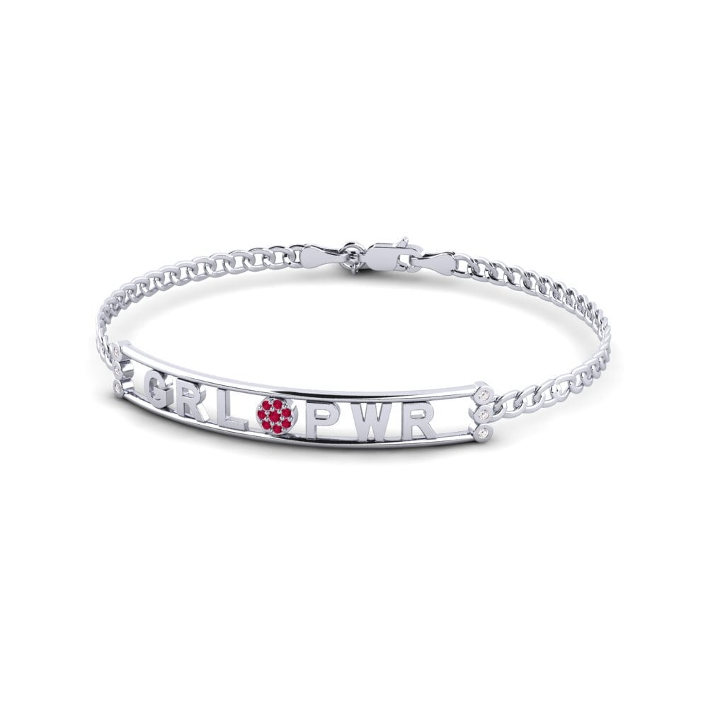 White Silver Ruby Women's Bracelet Brili