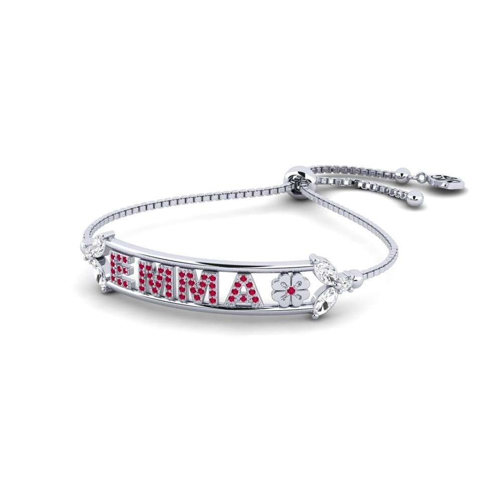 White Silver Ruby Women's Bracelet Brunnen