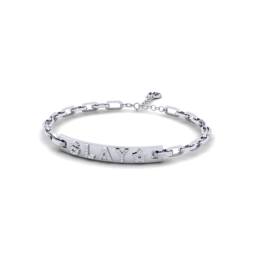 White Silver Diamond Paperclip Bracelet Buckley