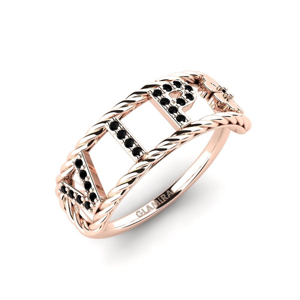 14k Rose Gold Black Sapphire Ring Chaflur