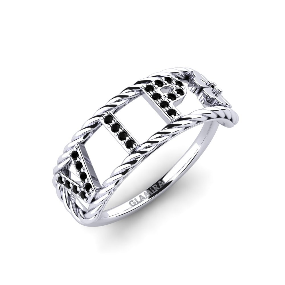 950 Platinum Black Sapphire Ring Chaflur
