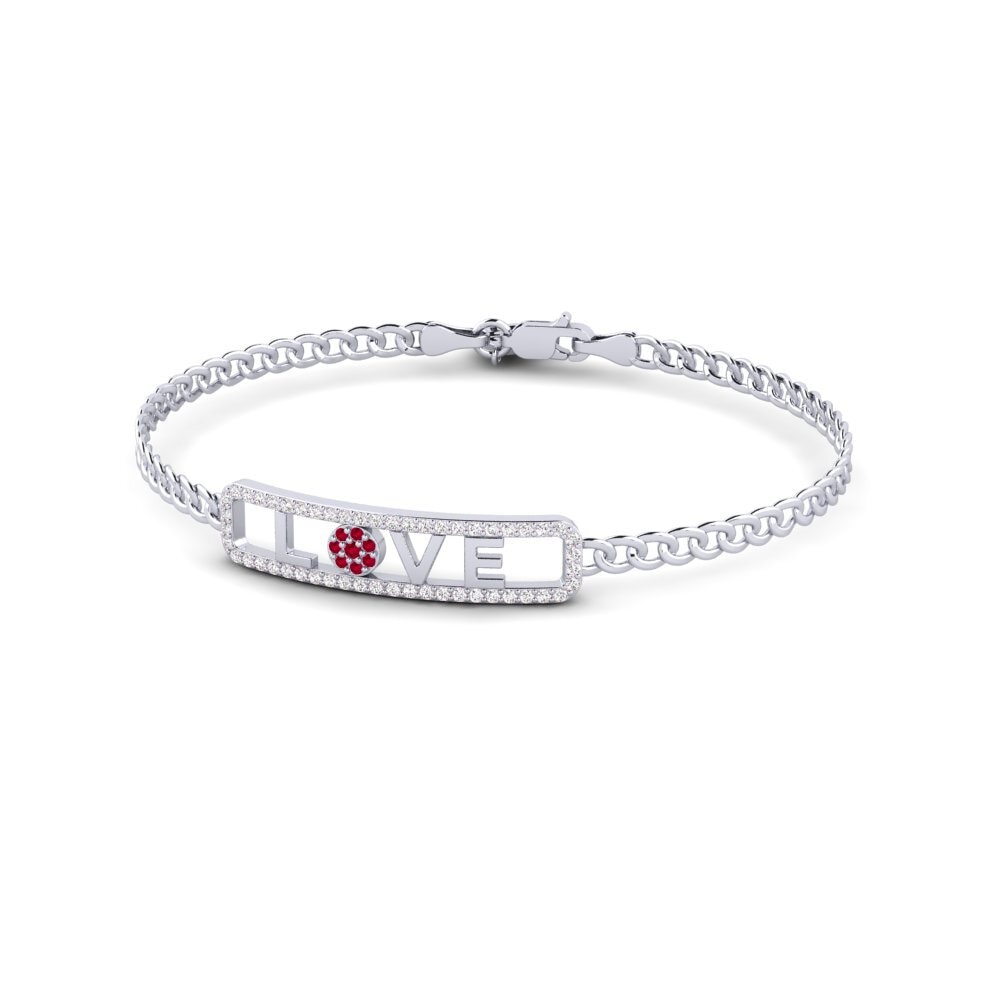 White Silver Ruby Women's Bracelet Chirichonse