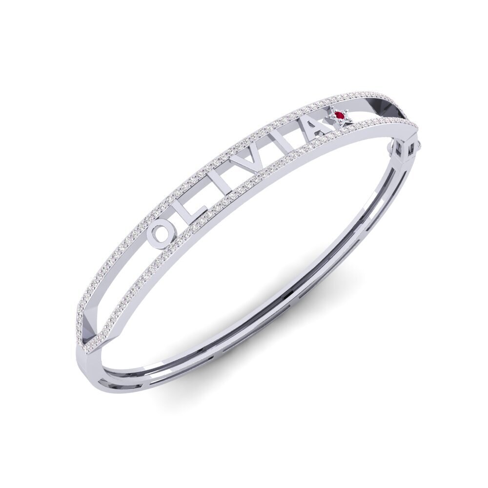White Silver Ruby Women's Bangle Cihakka