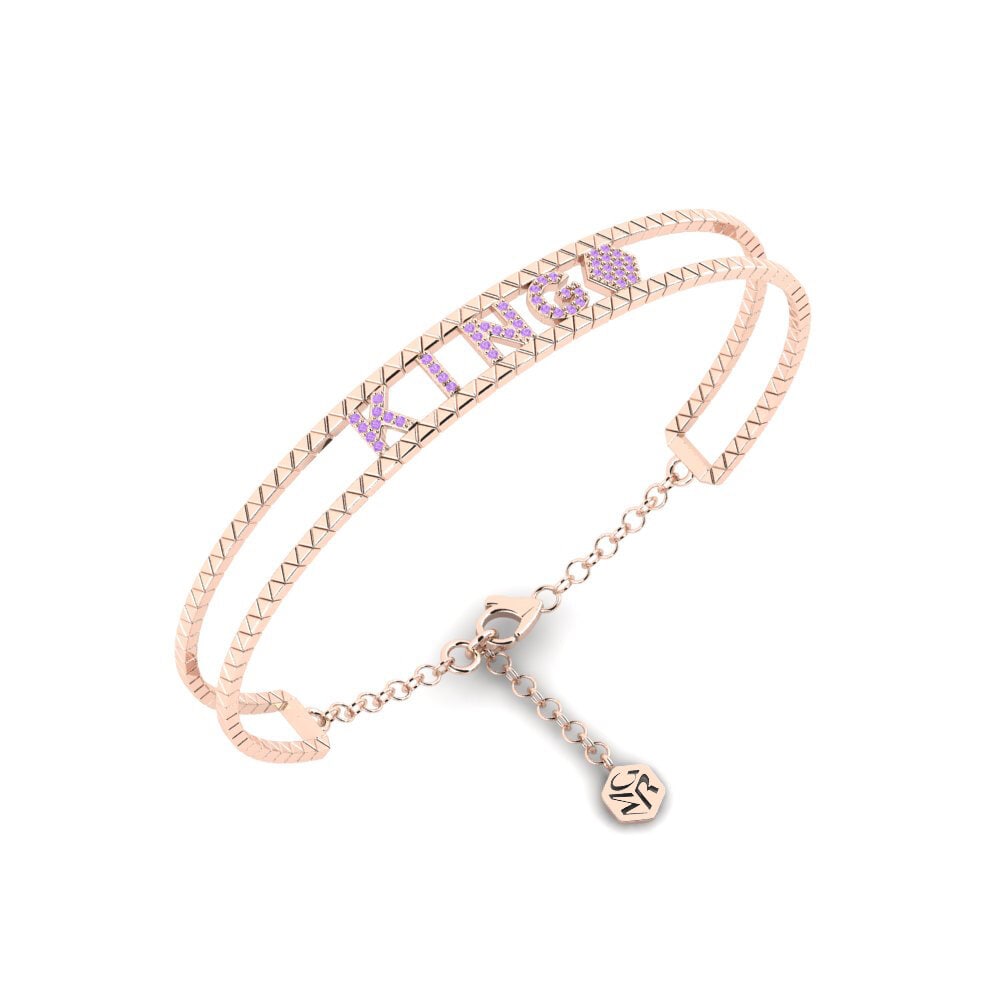 18k Oro Rosa Amatista Pulsera para hombre Cindaku