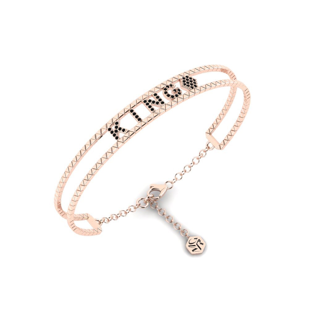 18k Oro Rosa Zafiro negro Pulsera para hombre Cindaku