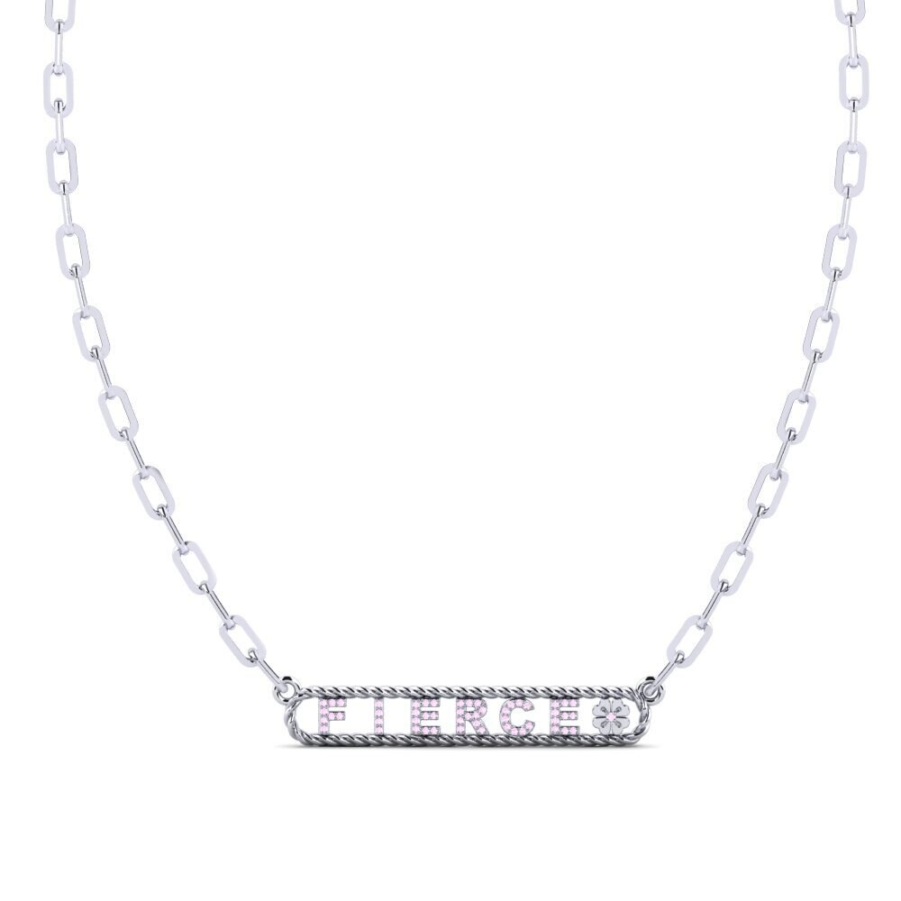 White Silver Pink Sapphire Women's Necklace Condray
