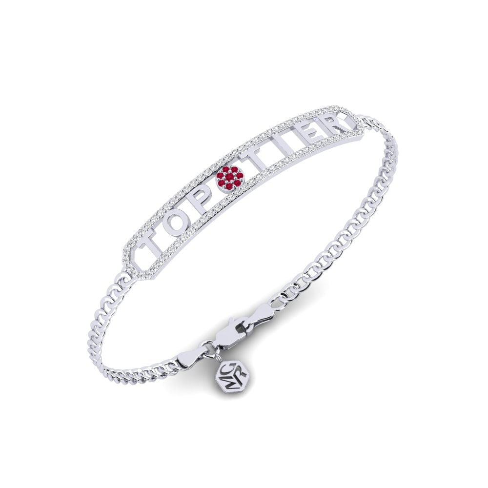 White Silver Ruby Women's Bracelet Duchy