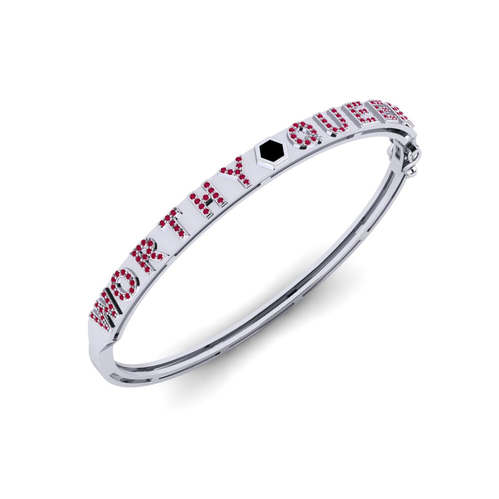 White Silver Ruby Women's Bangle Exmouth