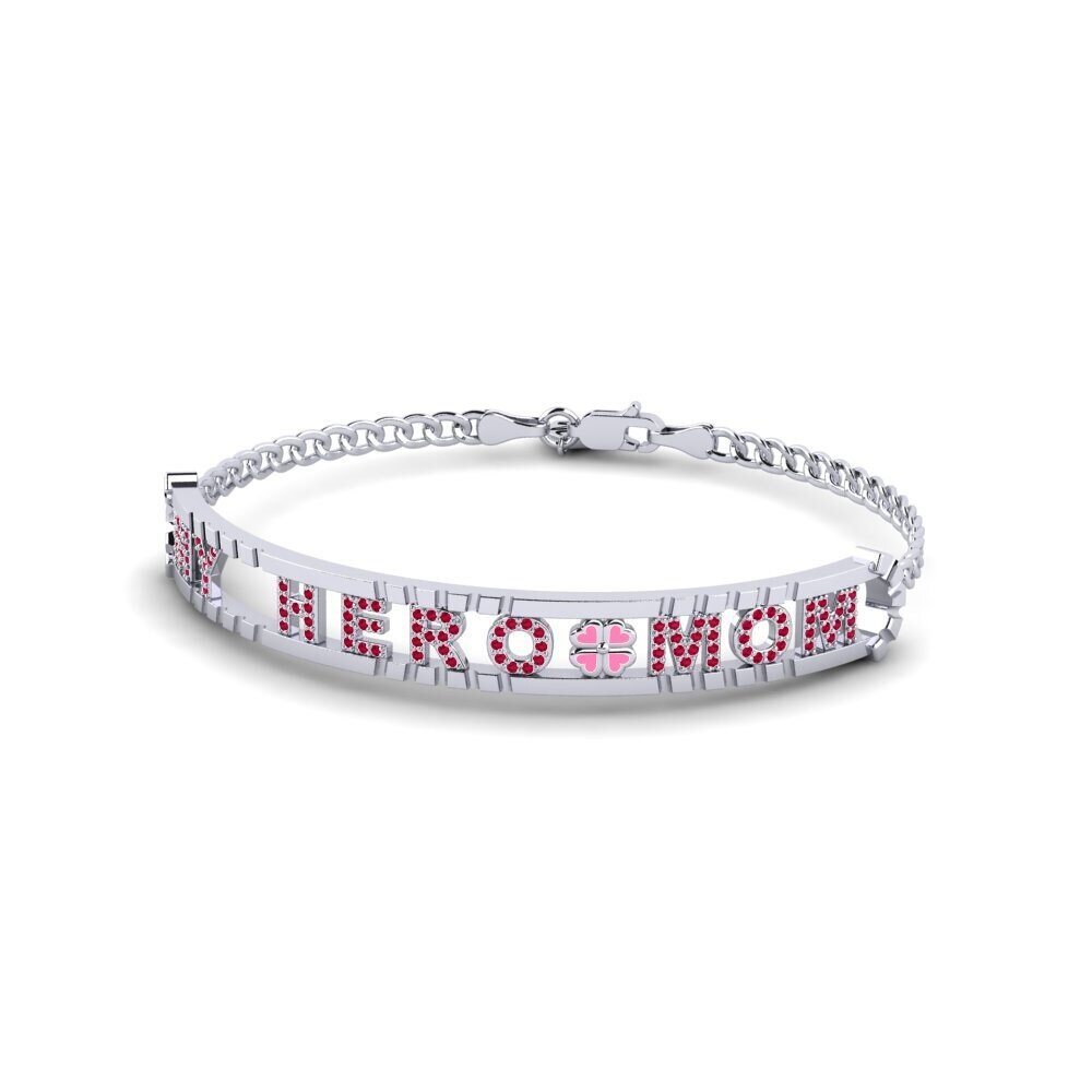 White Silver Ruby Women's Bracelet Fissiti