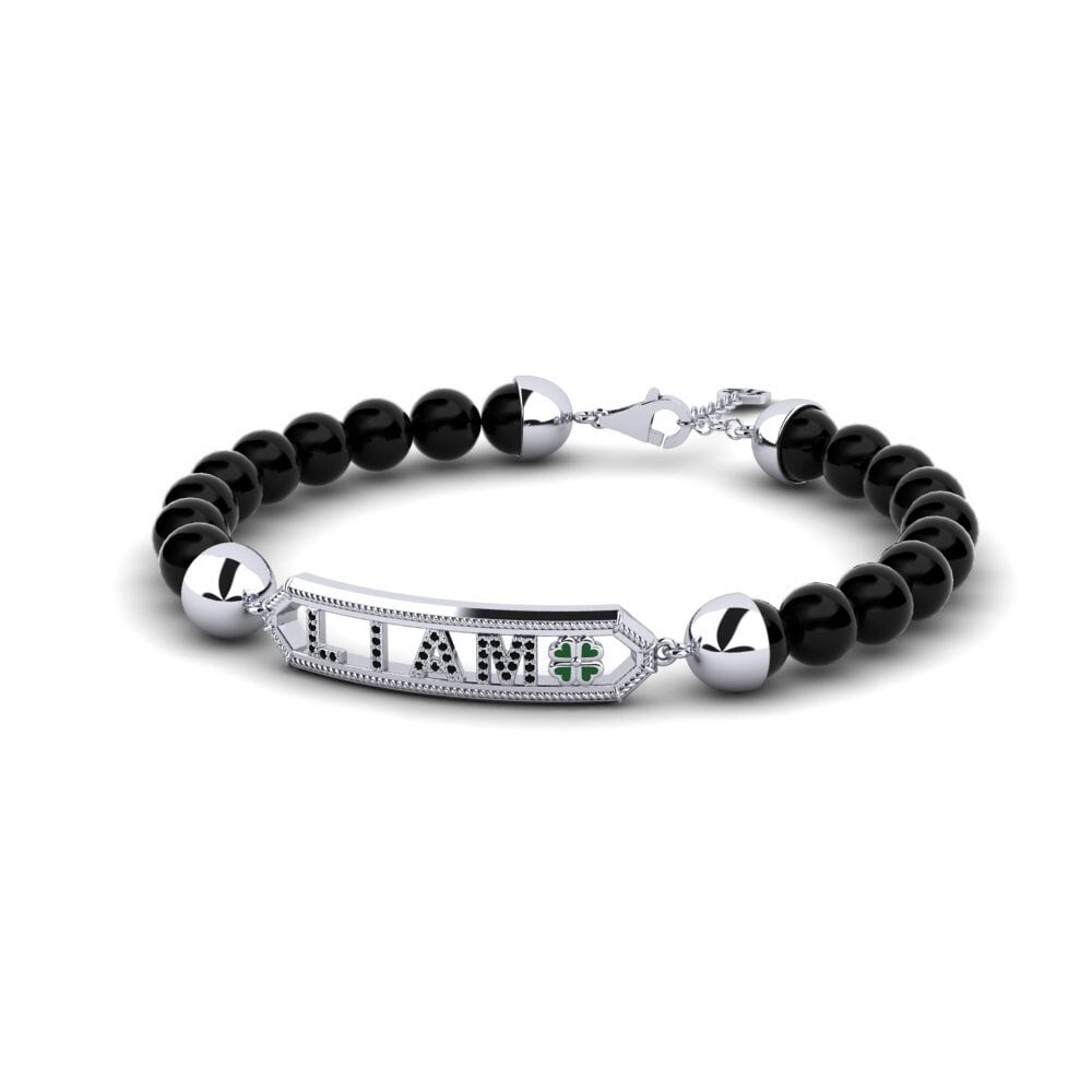 Perak Putih Onyx Hitam Gelang Lelaki Glengall
