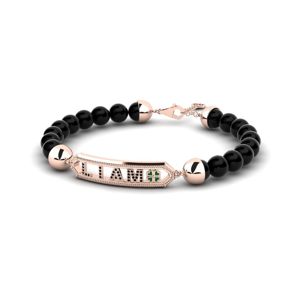18k Oro Rosa Zafiro negro Pulsera para hombre Glengall