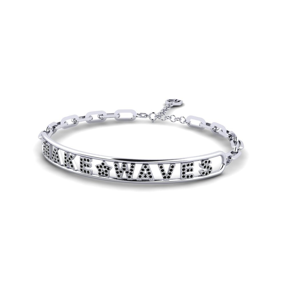 White Silver Black Onyx Paperclip Bracelet Goslett
