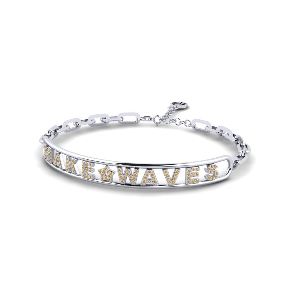 White Silver Brown Diamond Paperclip Bracelet Goslett